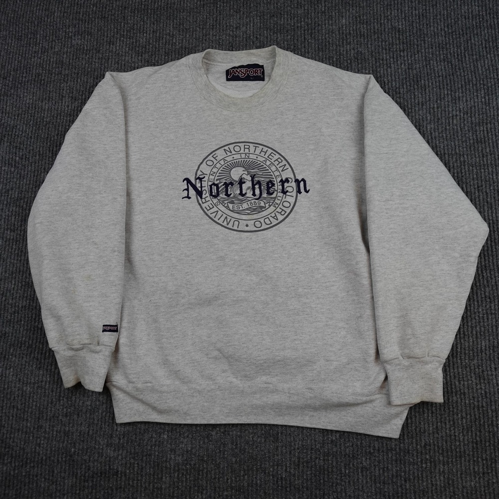 Vintage Northern Colorado Sweatshirt Mens Large Gray Fleece Crewneck Jansport
